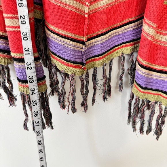 Anthropologie Moth Calexico Poncho Sweater Hooded Vest Cardigan Striped Sz XS S - Picture 4 of 16